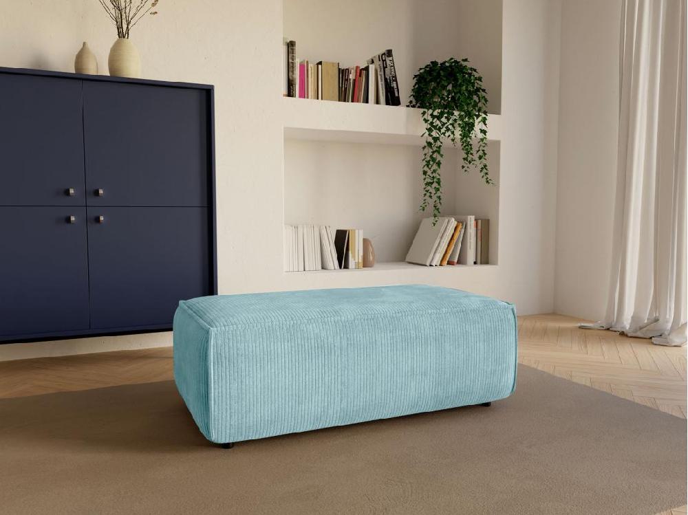 vente unique Pouf en velours côtelé bleu turquoise AMELIA