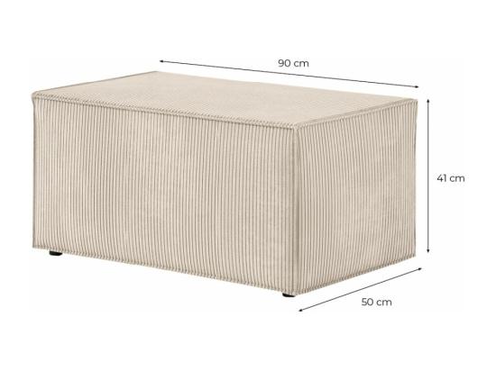 Vente Unique Pouf En Velours Côtelé Clarisse - Beige - L90 X P50 X H41cm - Loungitude