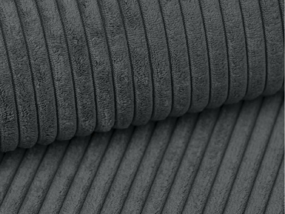 Vente Unique Pouf En Velours Côtelé Gris Anthracite AMELIA