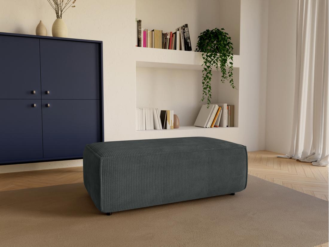 vente unique Pouf en velours côtelé gris anthracite AMELIA