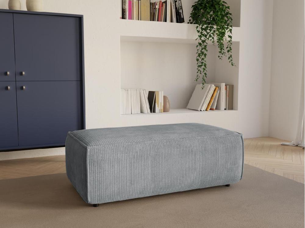 vente unique Pouf en velours côtelé gris clair AMELIA