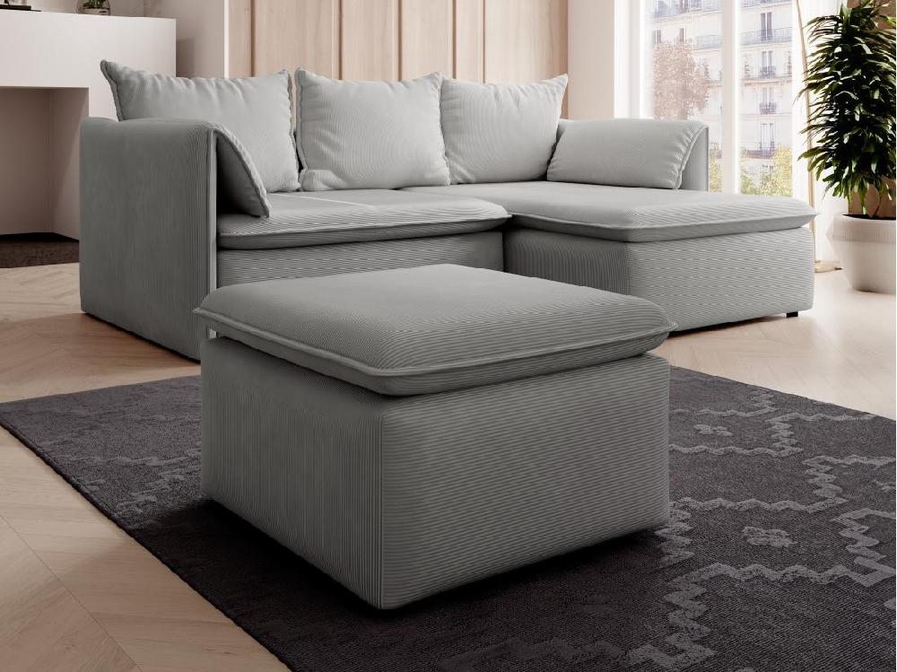 vente unique Pouf en velours côtelé gris clair TEODORA