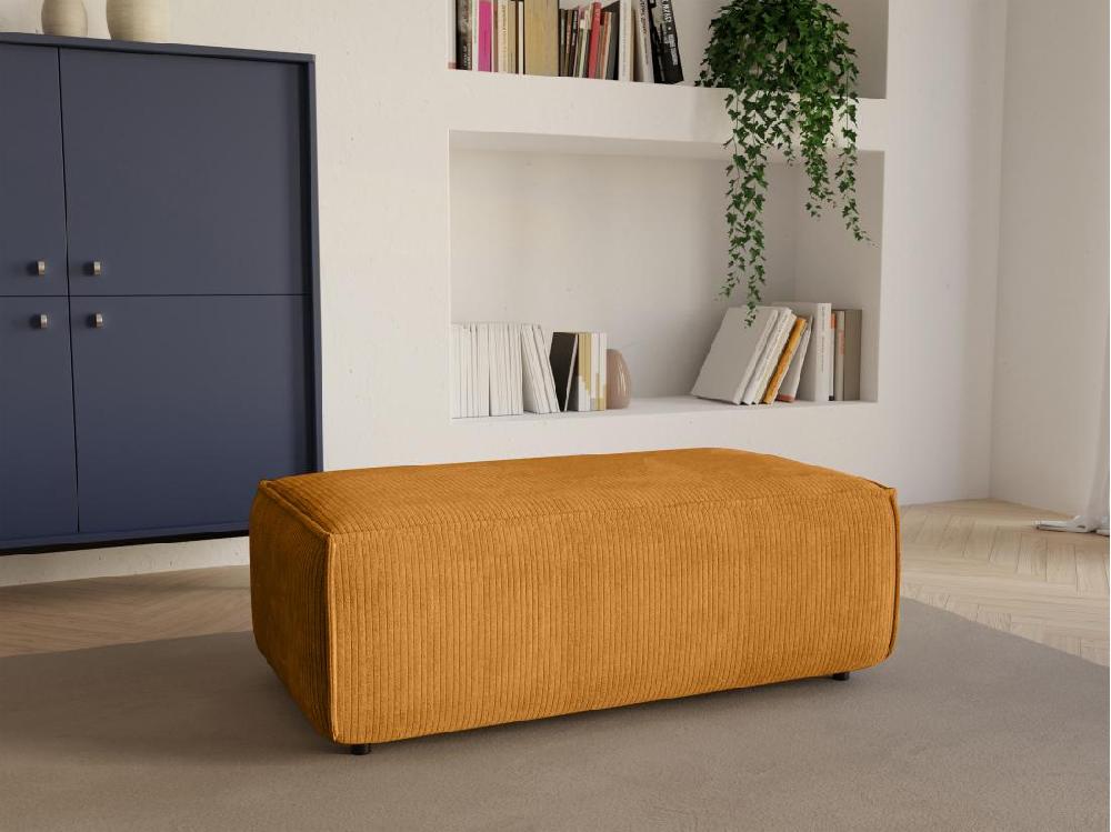 vente unique Pouf en velours côtelé orange clair AMELIA
