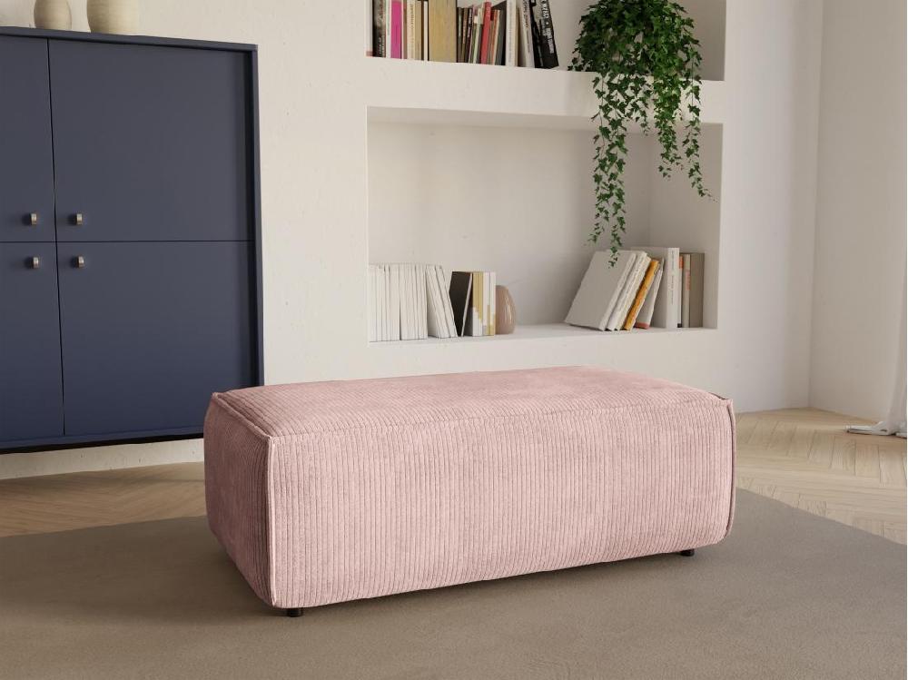 vente unique Pouf en velours côtelé rose poudré AMELIA