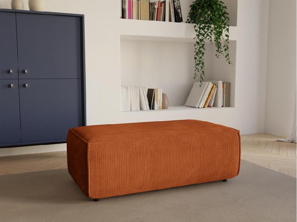 vente unique Pouf en velours côtelé terracotta AMELIA