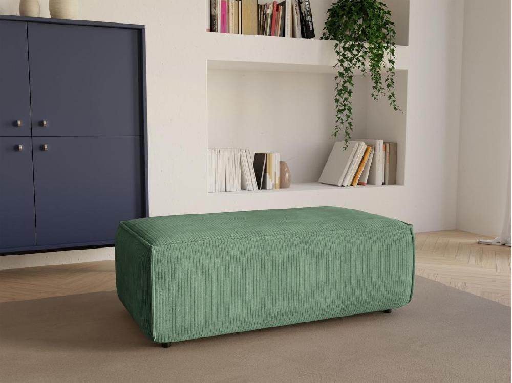vente unique Pouf en velours côtelé vert amande AMELIA