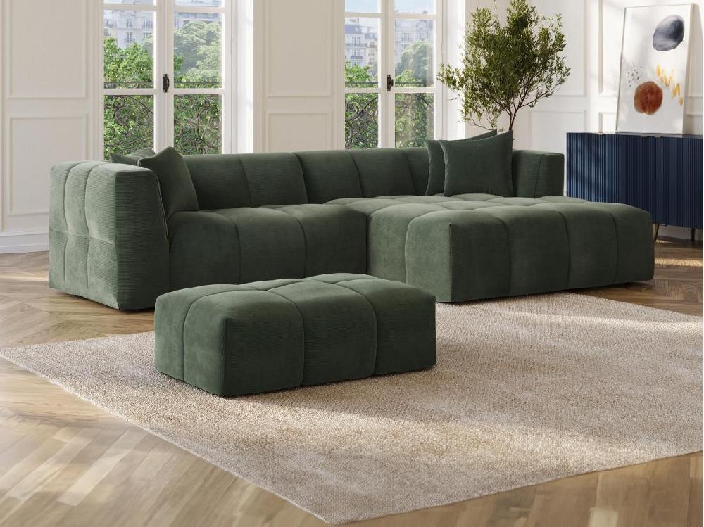 vente unique Pouf en velours côtelé vert NAEMIA de Maison Céphy