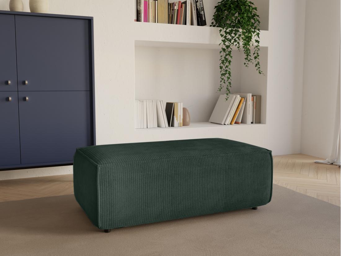 vente unique Pouf en velours côtelé vert sapin AMELIA