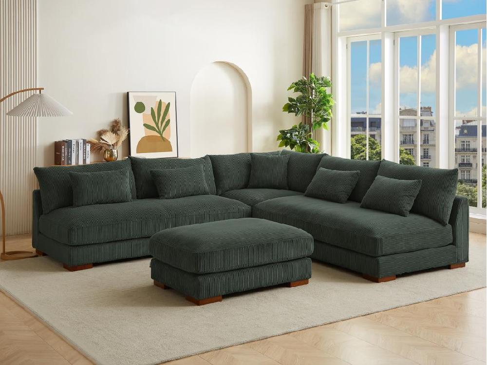 vente unique Pouf en velours côtelé vert SPERONE de Pascal Morabito