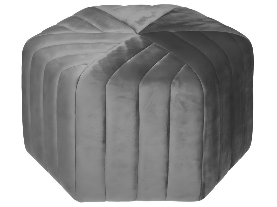 vente unique Pouf en Velours Gris assise large 52 x 48 cm