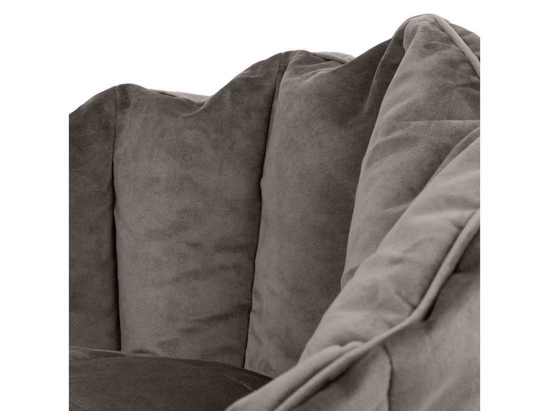 Vente Unique Pouf Fauteuil Avec Repose-pied Velours Gris Anthracite - SIRENA