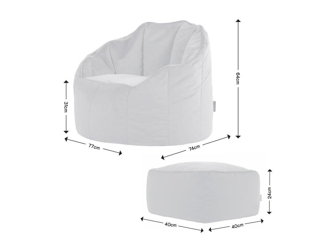 Vente Unique Pouf Fauteuil Avec Repose-pied Velours Gris Anthracite - SIRENA