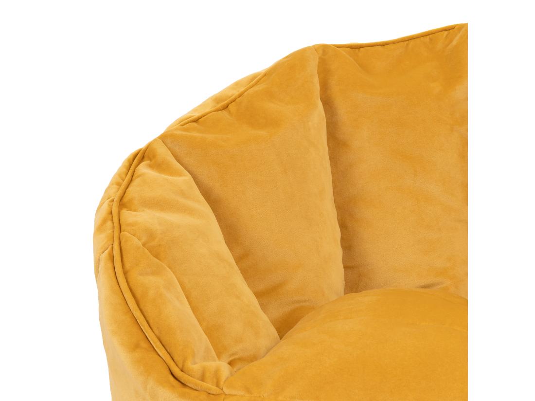 Vente Unique Pouf Fauteuil Avec Repose-pied Velours Jaune Ocre - SIRENA