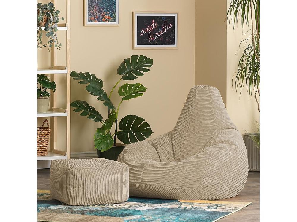 Vente Unique Pouf Inclinable Velours Côtelé Beige - DALTON
