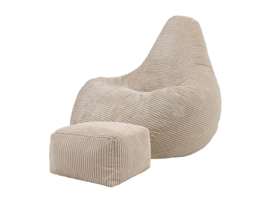 Vente Unique Pouf Inclinable Velours Côtelé Beige - DALTON