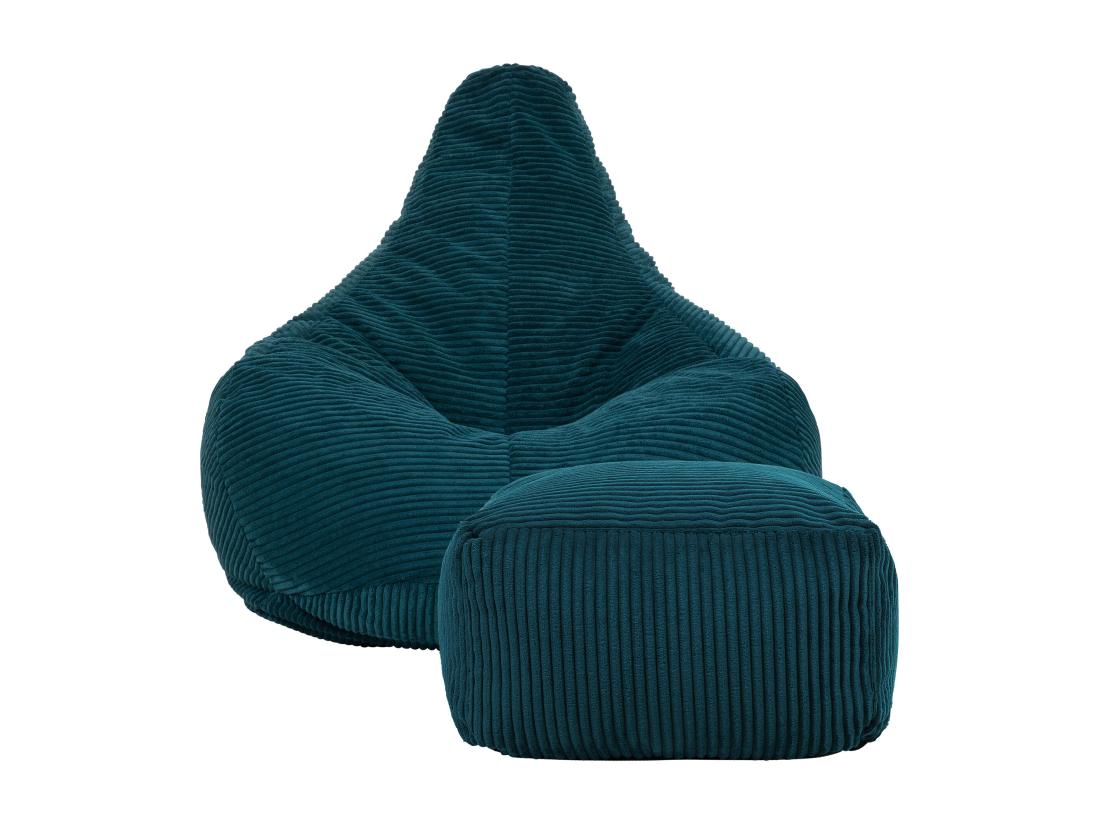 Vente Unique Pouf Inclinable Velours Côtelé Bleu Canard - DALTON