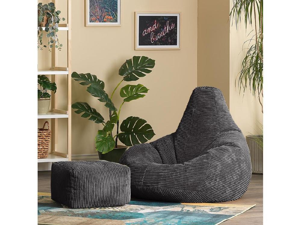 Vente Unique Pouf Inclinable Velours Côtelé Gris Anthracite - DALTON