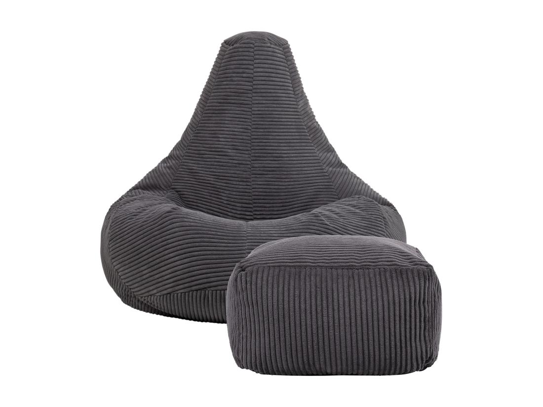 vente unique Pouf inclinable velours côtelé gris anthracite - DALTON