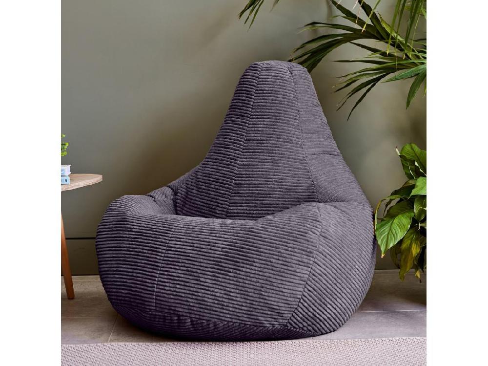 vente unique Pouf inclinable velours côtelé gris anthracite - DALTON