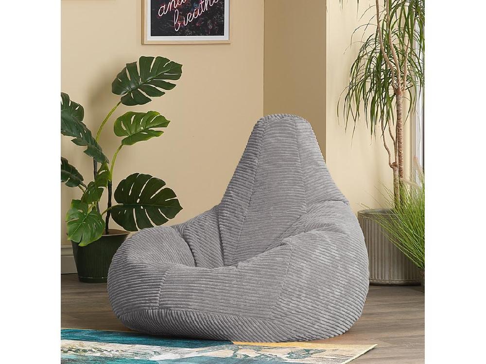 Vente Unique Pouf Inclinable Velours Côtelé Gris - DALTON