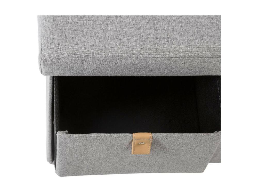 Vente Unique Pouf Pliant Double Avec 6 Tiroirs Coloris Gris Suède 76.5 X H 38 Cm