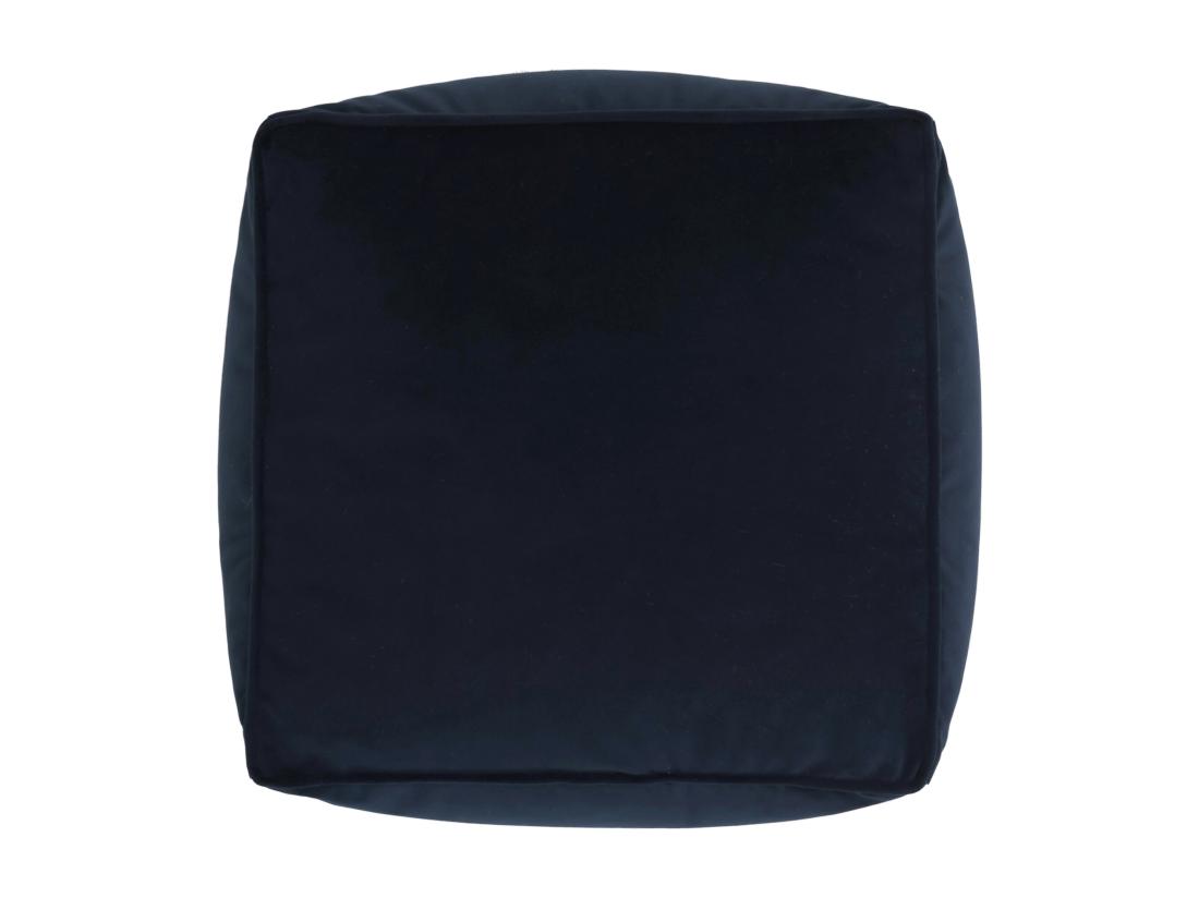 Vente Unique Pouf Repose-pieds Carré Velours Bleu Minuit - AMARA