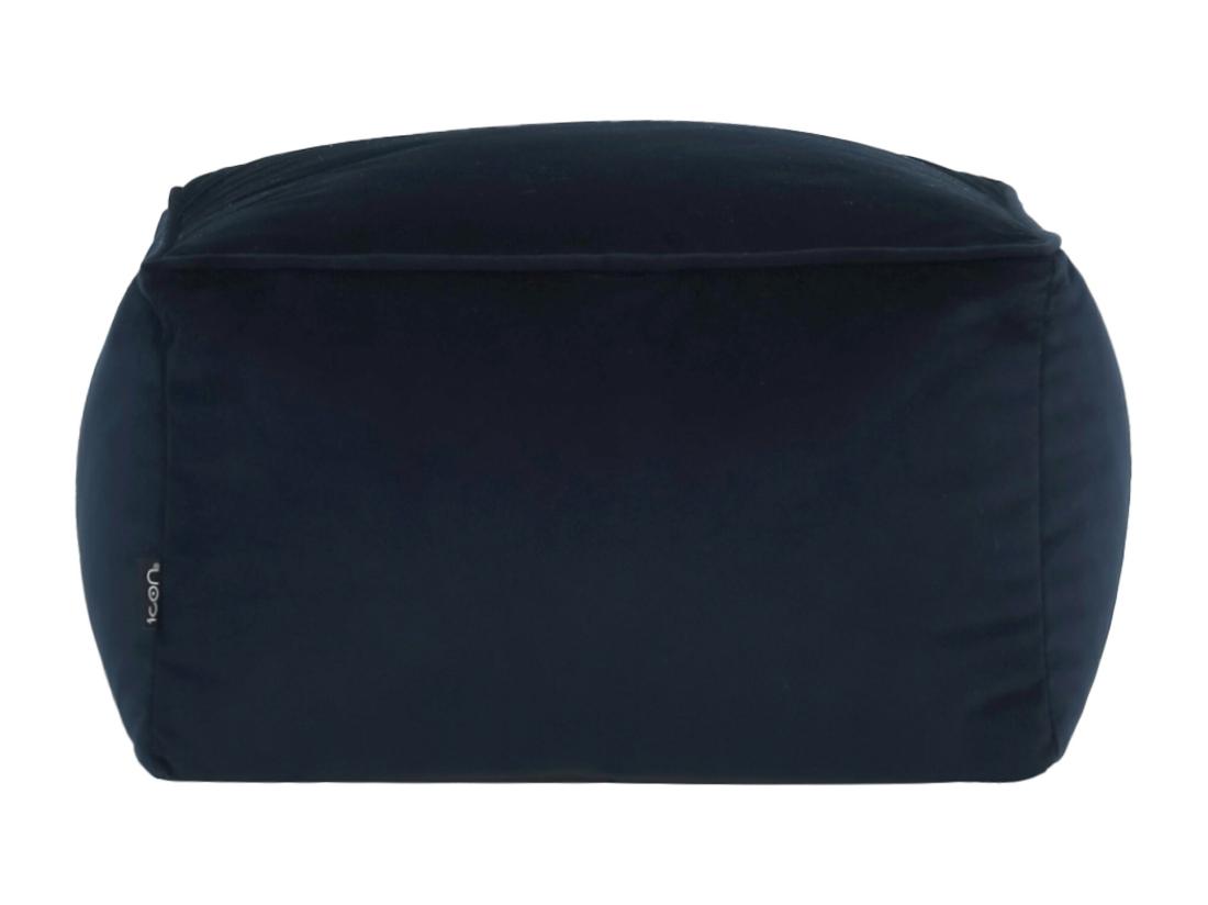 Vente Unique Pouf Repose-pieds Carré Velours Bleu Minuit - AMARA