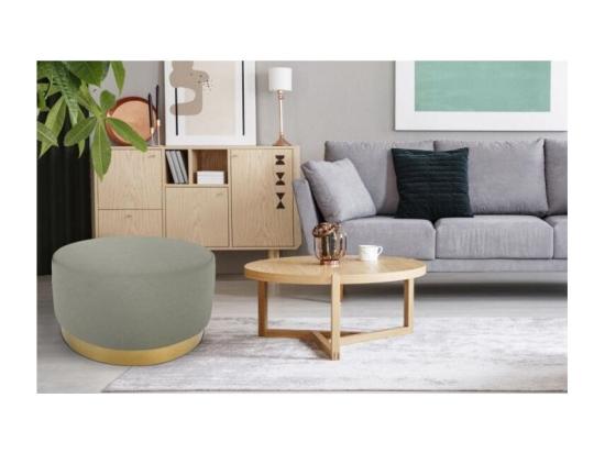 Vente Unique Pouf Rond En Velours Design "Minnie" 75cm Beige