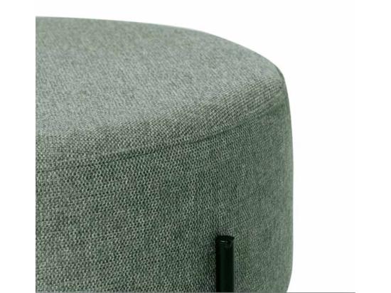 Vente Unique Pouf Rond Moderne En Tissu Avec Pieds En Métal Noir Kamila-Couleur Vert Amande-Diamètre 60 Cm