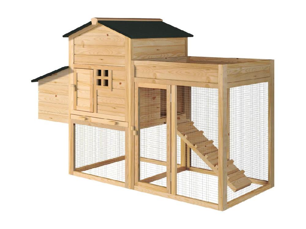 Vente Unique Poulailler Avec Enclos Et Potager - 4 Poules - L. 168 X P. 64 X H. 109 Cm - Naturel - CAMPORA