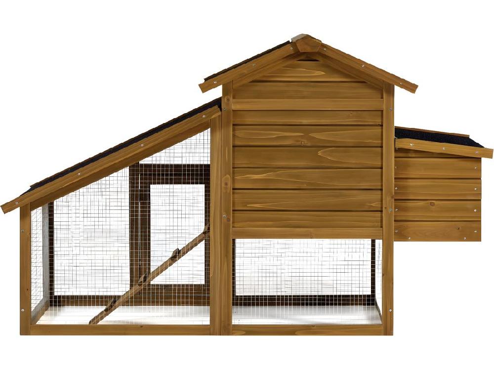 Vente Unique Poulailler "Clochette " Avec Pondoir En Bois - Marron