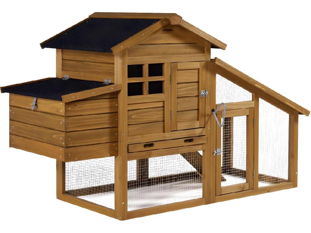 Vente Unique Poulailler "Clochette " Avec Pondoir En Bois - Marron