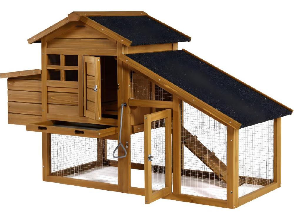 vente unique Poulailler "Clochette " avec pondoir en bois - Marron