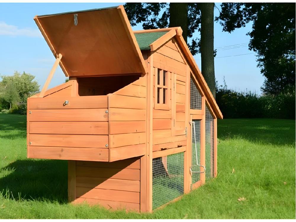 Vente Unique Poulailler En Bois 2/5 Poules 190x62x114 Cm Modele 144 Confort