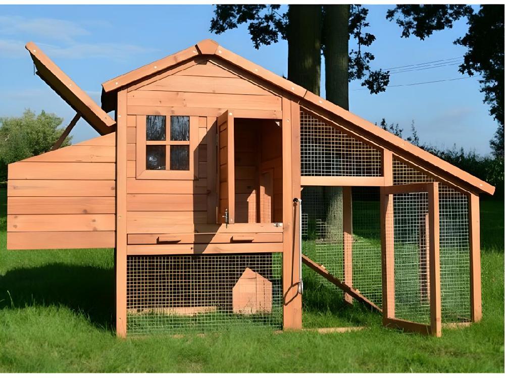 Vente Unique Poulailler En Bois 2/5 Poules 190x62x114 Cm Modele 144 Confort