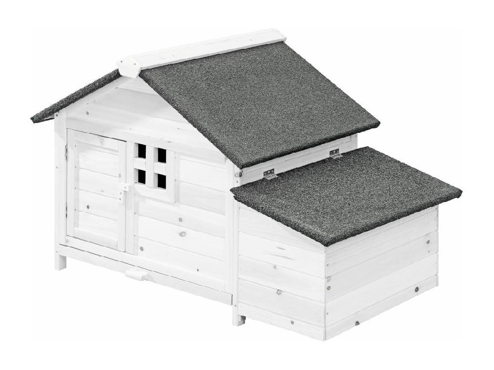 Vente Unique Poulailler En Bois Avec Pondoir - 2 Poules - L. 106 X P. 64 X H.71 Cm - Blanc - ANSER