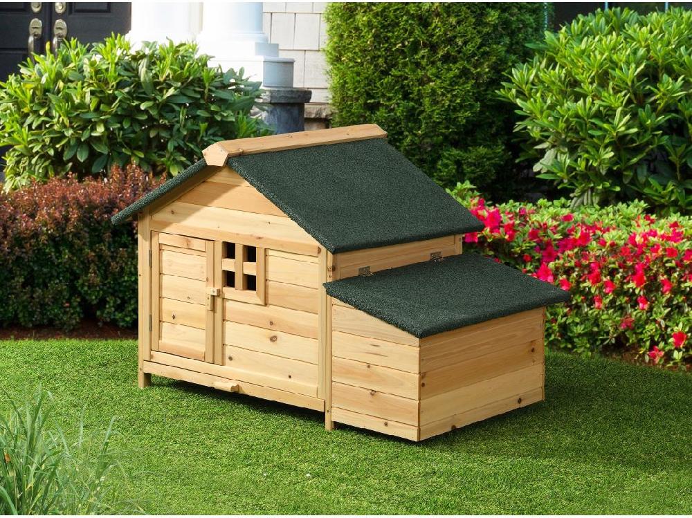 vente unique Poulailler en bois avec pondoir - 2 poules - L. 106 x P. 64 x H.71 cm - Naturel- ANSER