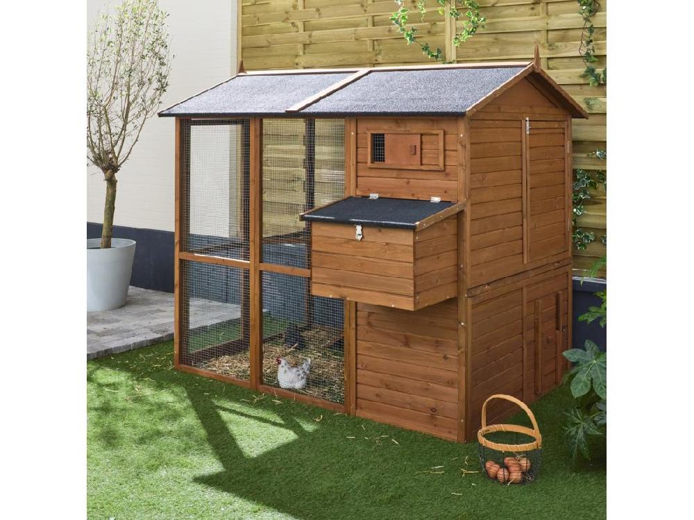 vente unique Poulailler en bois COTENTINE. 6 à 8 poules. cage à poule avec enclos