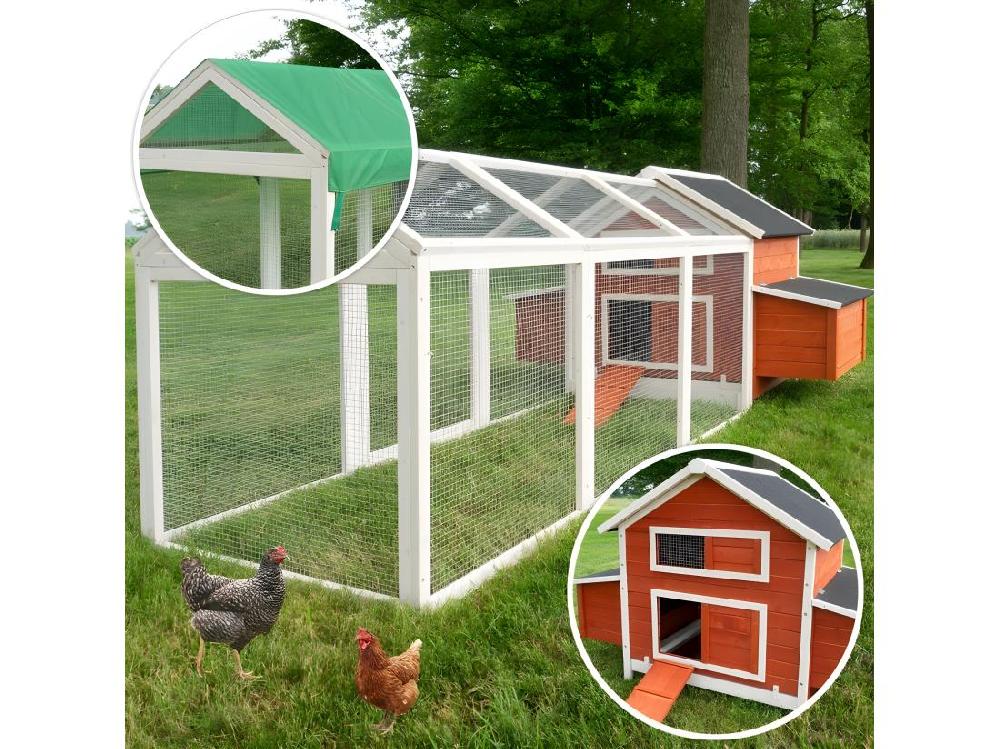vente unique Poulailler en bois pour jardin extérieure Cage Canard avec Nichoir Modèle: 158 Betty rouge 301x171x113cm(LxlxH)AVEC extension