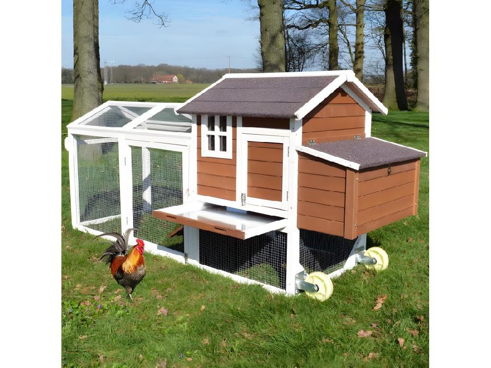 Vente Unique Poulailler Mobile Extérieur En Bois De Haute Qualité 248 Cm X 115 Cm X 76 Cm Modèle « 153 Mobile »