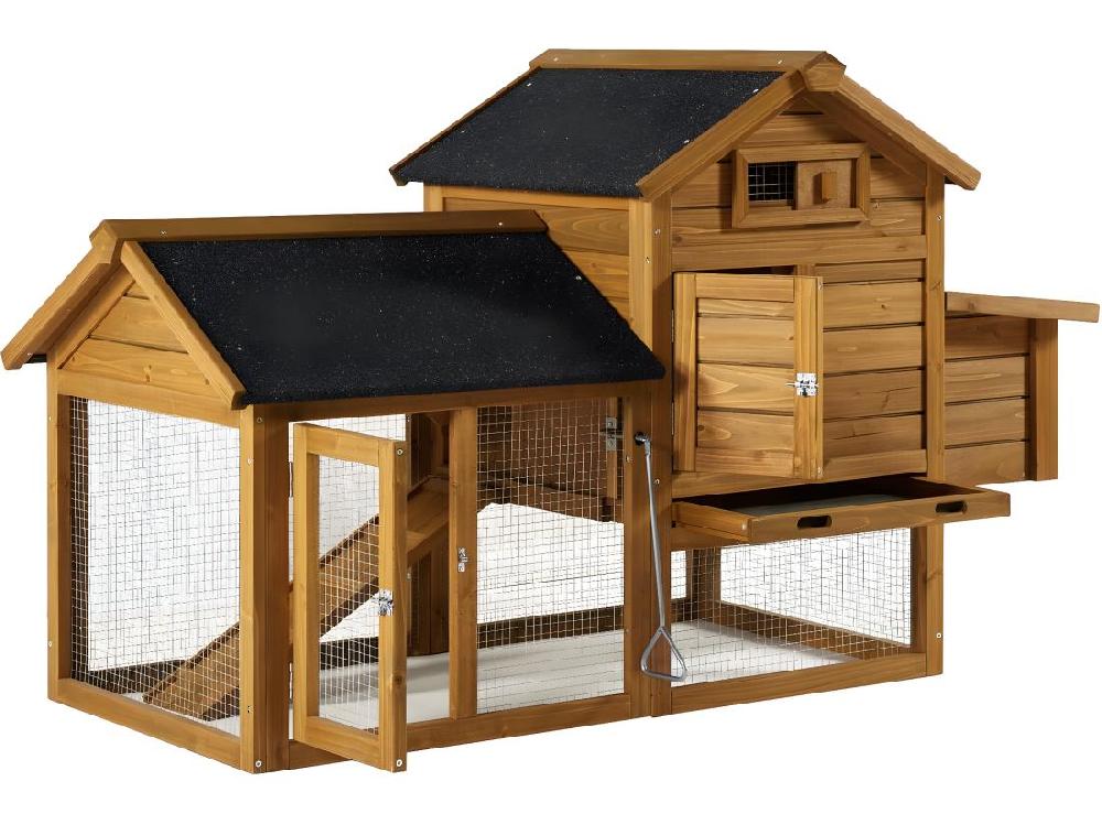 Vente Unique Poulailler "Poulette" Avec Pondoir En Bois - Marron