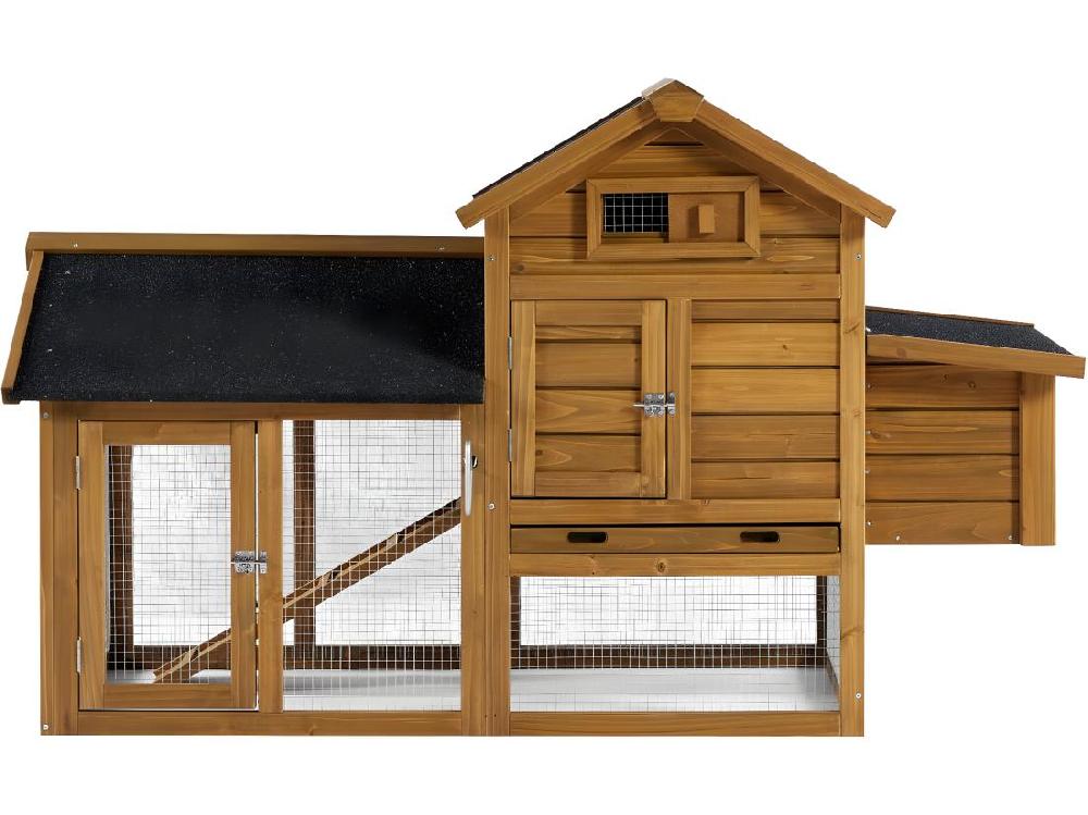 Vente Unique Poulailler "Poulette" Avec Pondoir En Bois - Marron