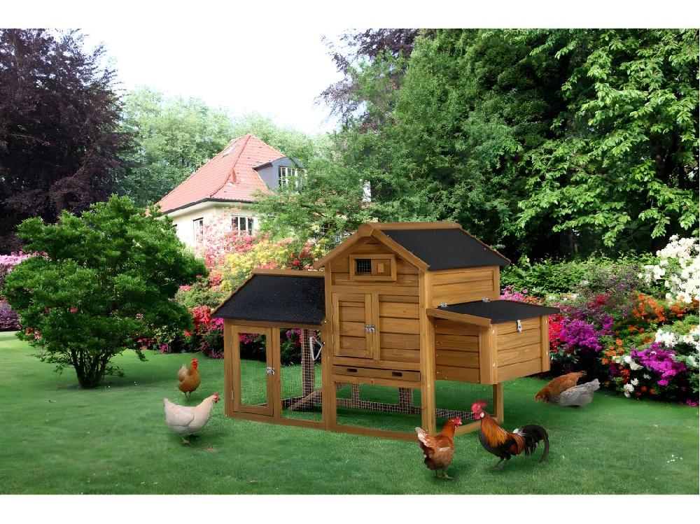 Vente Unique Poulailler "Poulette" Avec Pondoir En Bois - Marron