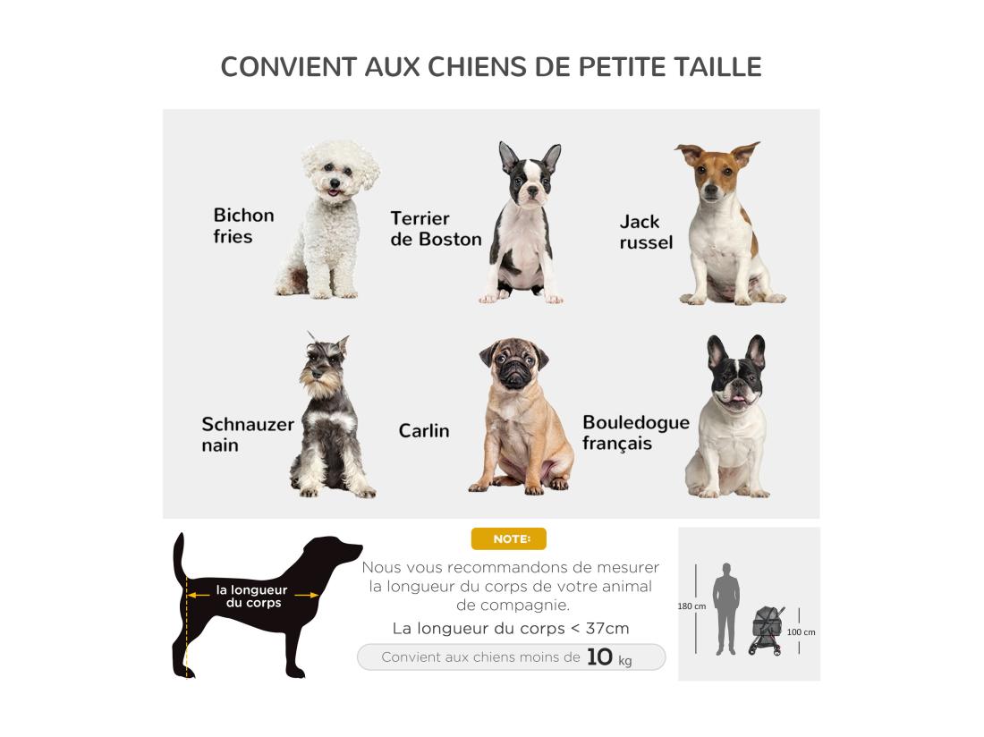Vente Unique Poussette Pour Chien 3 En 1 - Poussette Buggy Panier De Transport Panier Voiture - Acier Noir Oxford Gris