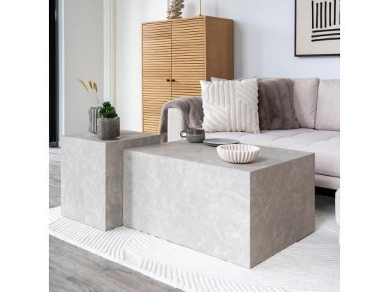 Vente Unique Prague - Table D'appoint Effet Marbre - Beige