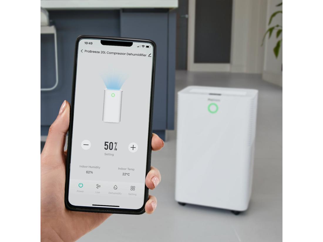 Vente Unique Pro Breeze Déshumidificateur 20ljour Omnidry Avec Mode Linge Et Contrôle Via Application Intelligente Pour Pièce Jusqu'à 35 M²
