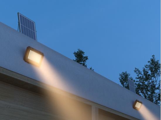 Vente Unique Projecteur Solaire Mural Ou à Poser à Panneau Déporté - 800 Lumens - CLARTO