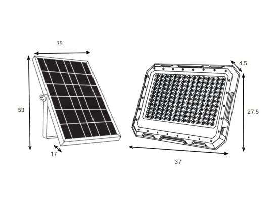 Vente Unique Projecteur Solaire Mural Ou à Poser à Panneau Déporté - 1800 Lumens - CLARTO
