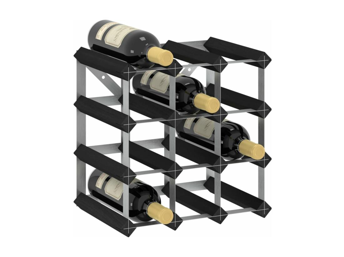 vente unique Prolenta Premium - Casier à bouteilles pour 12 bouteilles Noir Bois de pin solide