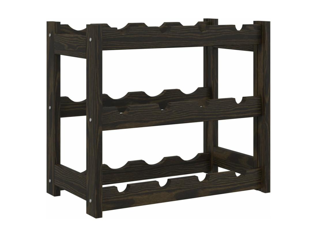 vente unique Prolenta Premium - Casier à bouteilles pour 12 bouteilles noir bois pin solide